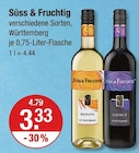 Riesling Württemberg von Süss & Fruchtig für 3,33 € bei V-Markt im Angebot Riesling Württemberg von Süss & Fruchtig im aktuellen V-Markt Prospekt