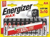 Lot de 20 piles Max - ENERGIZER en promo chez Super U Troyes à 6,99 €