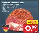Schweine-Rollbraten oder -Spießbraten gefüllt Angebote bei Netto Marken-Discount Weiden für 0,89 €