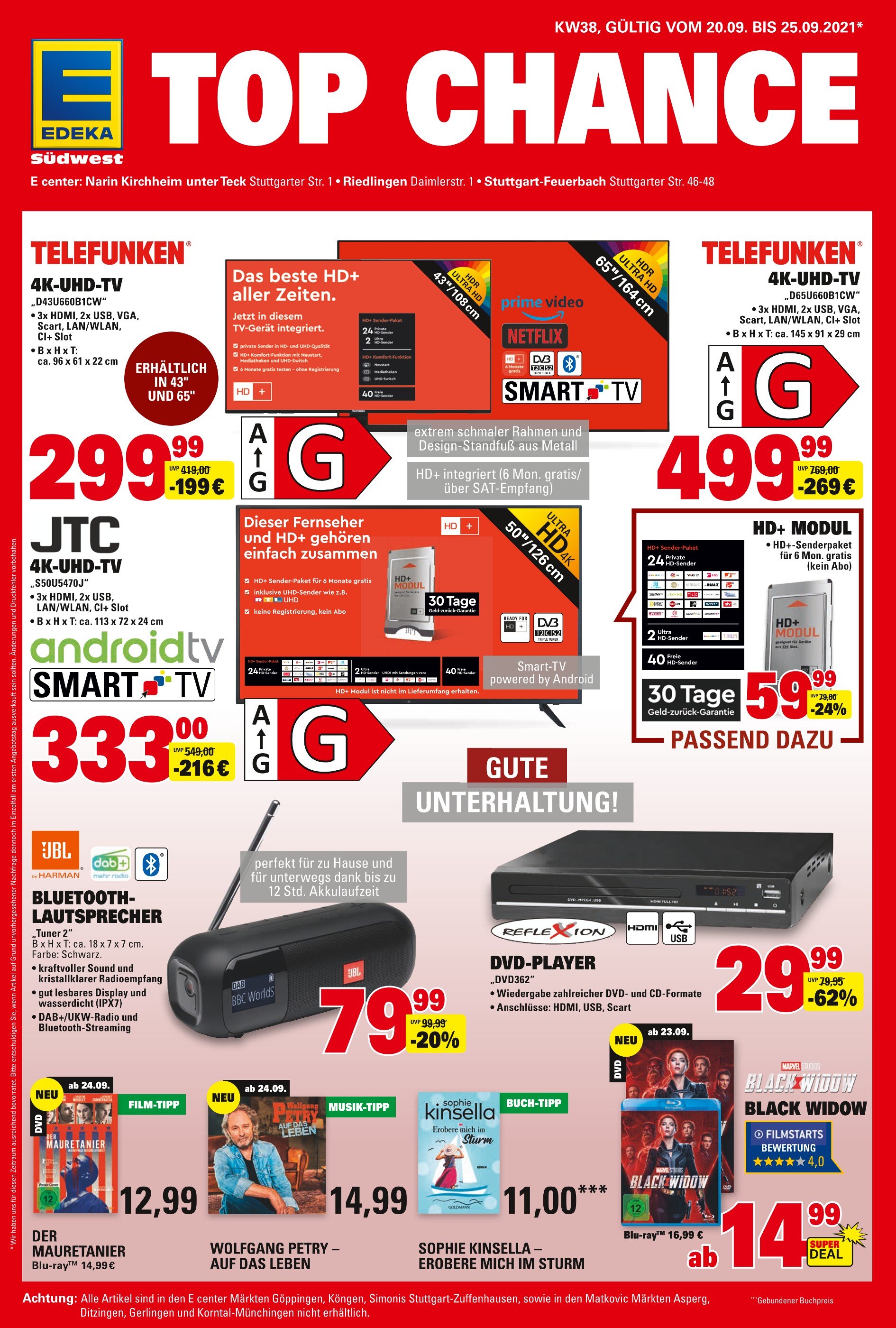 Marktkauf Prospekt für Süßen mit 6 Seiten Marktkauf Prospekt für Süßen: "TOP CHANCE TOP QUALITÄT ZU TOP PREISEN", 6 Seiten, 20.09.2021 - 25.09.2021