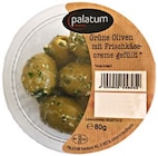 Grüne Oliven mit Frischkäsecreme gefüllt Angebote von Palatum bei REWE Worms für 1,59 €