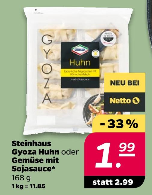 Gyoza Huhn oder Gemüse mit Sojasauce