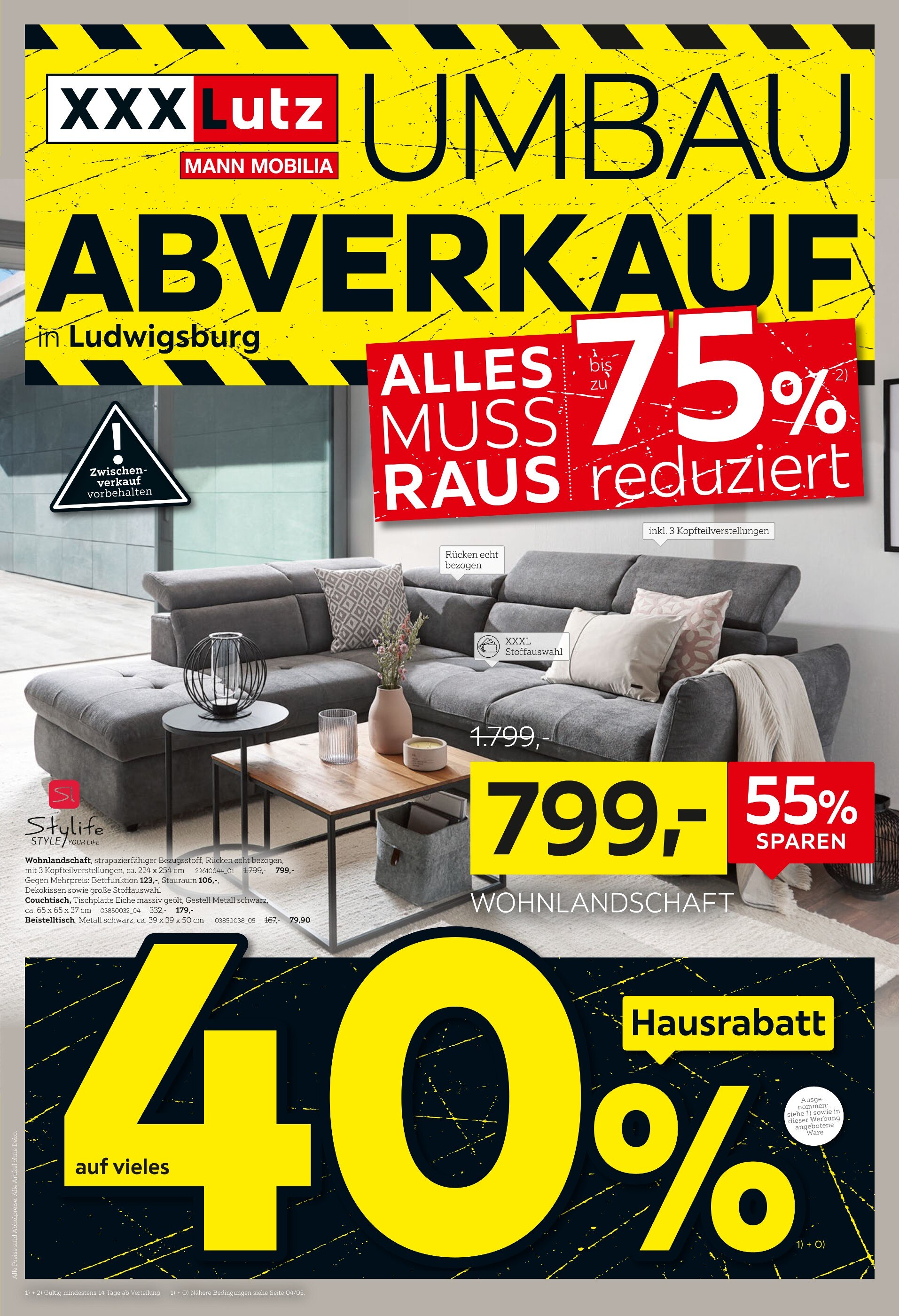 XXXLutz Möbelhäuser Prospekt für Sindelfingen mit 8 Seiten XXXLutz Möbelhäuser Prospekt für Sindelfingen: "ABVERKAUF in Ludwigsburg", 8 Seiten, 18.10.2021 - 24.10.2021