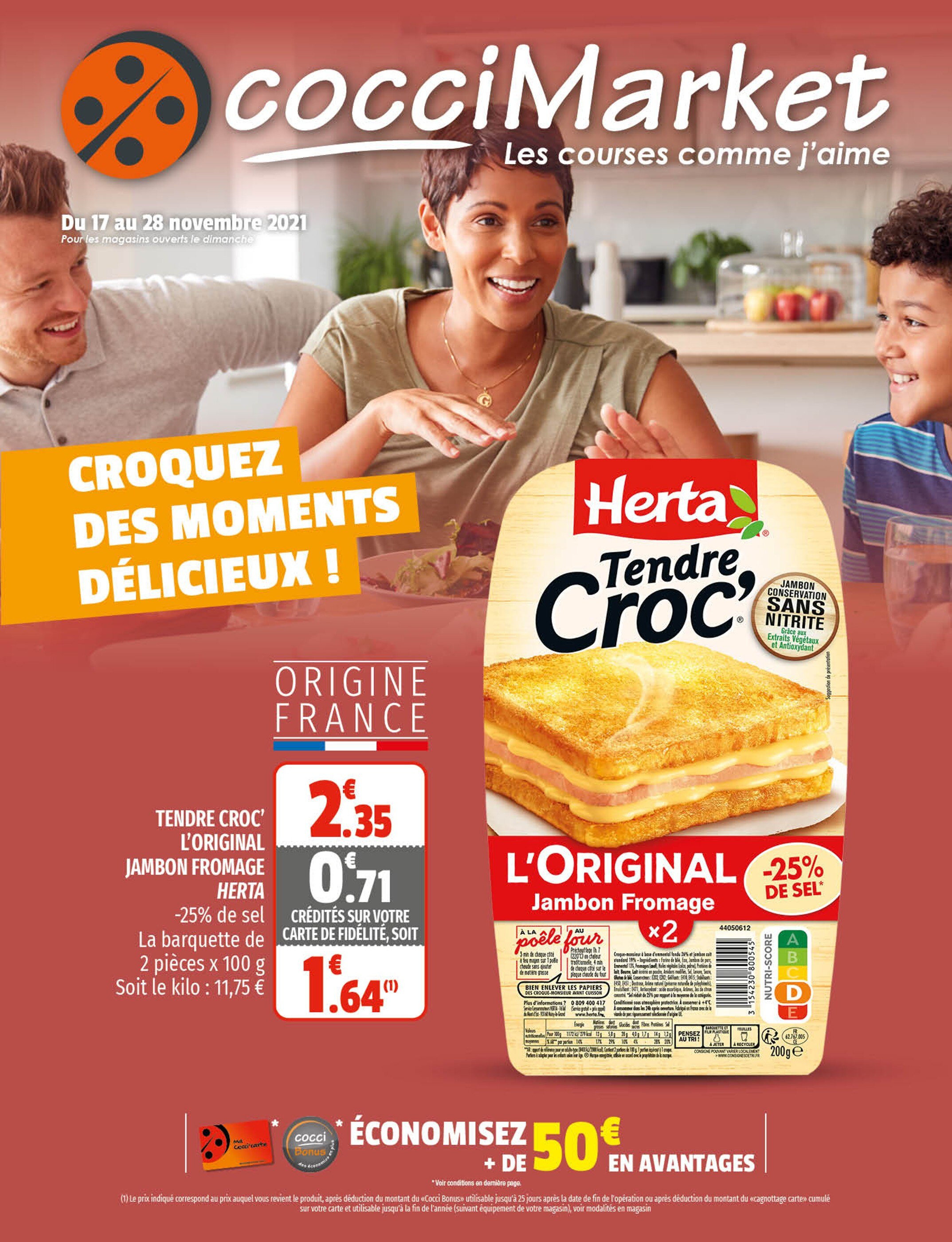 Catalogue Coccimarket à Plumergat, avec 8 pages Prospectus Coccimarket à Plumergat, "Les courses comme j'aime", 8 pages, 17/11/2021 - 28/11/2021