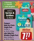 Baby Dry Pants Single Pack / oder Baby Dry Windeln Single Pack von Pampers für 7,77 € bei REWE im Angebot Baby Dry Pants Single Pack / oder Baby Dry Windeln Single Pack von Pampers im aktuellen REWE Prospekt