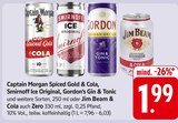 Spiced Gold & Cola, Ice Original, Gin & Tonic, Bourbon & Cola im Angebot bei E center in Offenburg Spiced Gold & Cola, Ice Original, Gin & Tonic, Bourbon & Cola Angebote von Captain Morgan, Smirnoff, Gordon's, Jim Beam bei E center Offenburg für 1,99 €