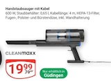 Handstaubsauger mit Kabel Angebote von CLEANmaxx bei GLOBUS St. Ingbert für 19,99 €