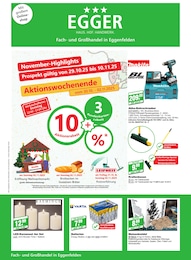 Baumärkte Prospekt von EGGER Fachmarkt in Gars Aktueller EGGER Fachmarkt Baumärkte Prospekt für Gars: EGGER - HAUS. HOF. HANDWERK. mit 16} Seiten, 29.10.2025 - 10.11.2025