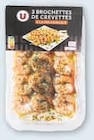 Brochettes de queues de crevettes cuites U - U en promo chez U Express Nantes à 3,60 €