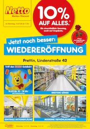 Netto Marken-Discount Prospekt für Groß Naundorf mit 4 Seiten Netto Marken-Discount Prospekt "Wiedereröffnung - 10% auf ALLES" für Groß Naundorf, 4 Seiten, 14.07.2026 - 18.07.2026