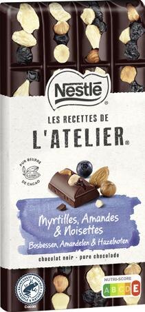 Chocolat noir myrtilles, amandes & noisettes Les Recettes de l’Atelier