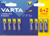 6 piles lr03 longlife power + 2 gratuites - VARTA en promo chez JouéClub Paris à 5,99 €