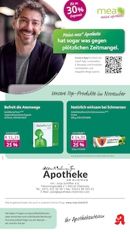 mea - meine apotheke Prospekt der Woche "Unsere November-Angebote" Seite 1, 01.11.2025 bis 30.11.2025 für Chemnitz Aktueller mea - meine apotheke Prospekt "Unsere November-Angebote" Seite 1 von 4 Seiten für Chemnitz