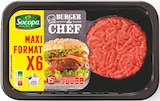 6 burgers du chef nature 15% mg : préparation de viande bovine hachée (75%) et de fibres végétales - SOCOPA à 7,25 € dans le catalogue Intermarché