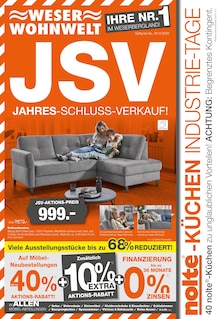 Aktueller Weser Wohnwelt Prospekt (Holzminden, 8 Seiten zum blättern Weser Wohnwelt Prospekt JAHRES-SCHLUSS-VERKAUF! mit 8 Seiten