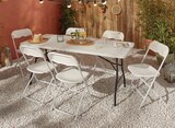 Table de jardin pliante en plastique coloris blanc - OVIALA en promo chez Castorama Boulogne-Billancourt à 34,90 €