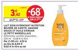 Lait soin hydratant nutrition beurre de karité, amande douce et huile d'argan - LE PETIT MARSEILLAIS dans le catalogue Intermarché