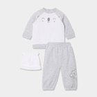 Ensemble 3 pièces avec bonnet coton gris clair bébé à 7,99 € dans le catalogue La Halle
