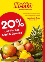 Netto Marken-Discount Prospekt "20% auf frisches Obst & Gemüse", 2 Seiten, für Auma, 09.12.2019 - 14.12.2019 Netto Marken-Discount Prospekt "20% auf frisches Obst & Gemüse", 2 Seiten, für Auma, 09.12.2019 - 14.12.2019