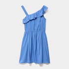 Robe encolure asymétrique à volants bleu electrique fille à 9,99 € dans le catalogue La Halle