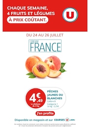 Catalogue Supermarchés de Super U à Lanneuffret, avec 1 page Prospectus Supermarchés de Super U à Lanneuffret: "CHAQUE SEMAINE, 4 FRUITS ET LÉGUMES À PRIX COÛTANT", 1 page, 24/07/2025 - 26/07/2025