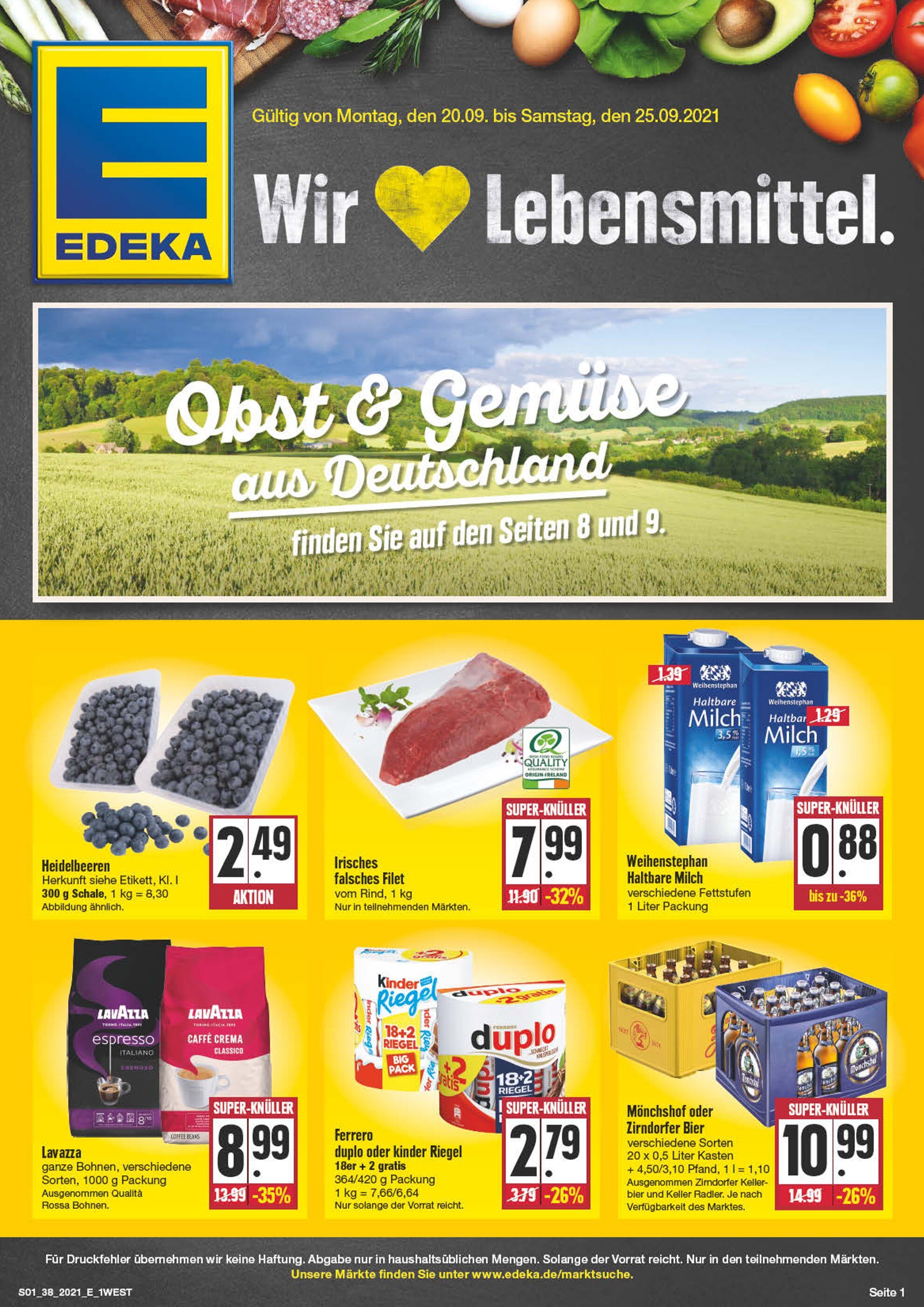 EDEKA Prospekt für Würzburg mit 36 Seiten EDEKA Prospekt für Würzburg: "Wir lieben Lebensmittel!", 36 Seiten, 20.09.2021 - 25.09.2021
