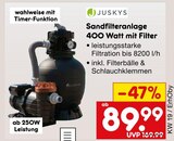 Sandfilteranlage 400 Watt mit Filter Angebote von Juskys bei Netto Marken-Discount Kaiserslautern für 89,99 €