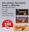 Mars, Snickers, Twix, Balisto, Bounty oder Milky Way von  im aktuellen V-Markt Prospekt für 1,69 €