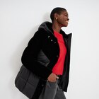 Doudoune bi-matière effet velours noir femme en promo chez La Halle Amiens à 34,99 €