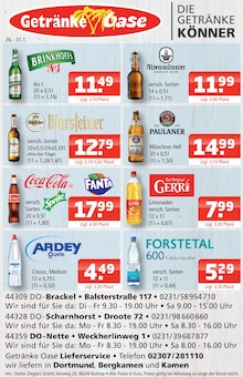 Mineralwasser im aktuellen Getränke Oase Prospekt (Dortmund) Mineralwasser im Getränke Oase Prospekt "Aktuelle Angebote" mit 1 Seiten (Dortmund)