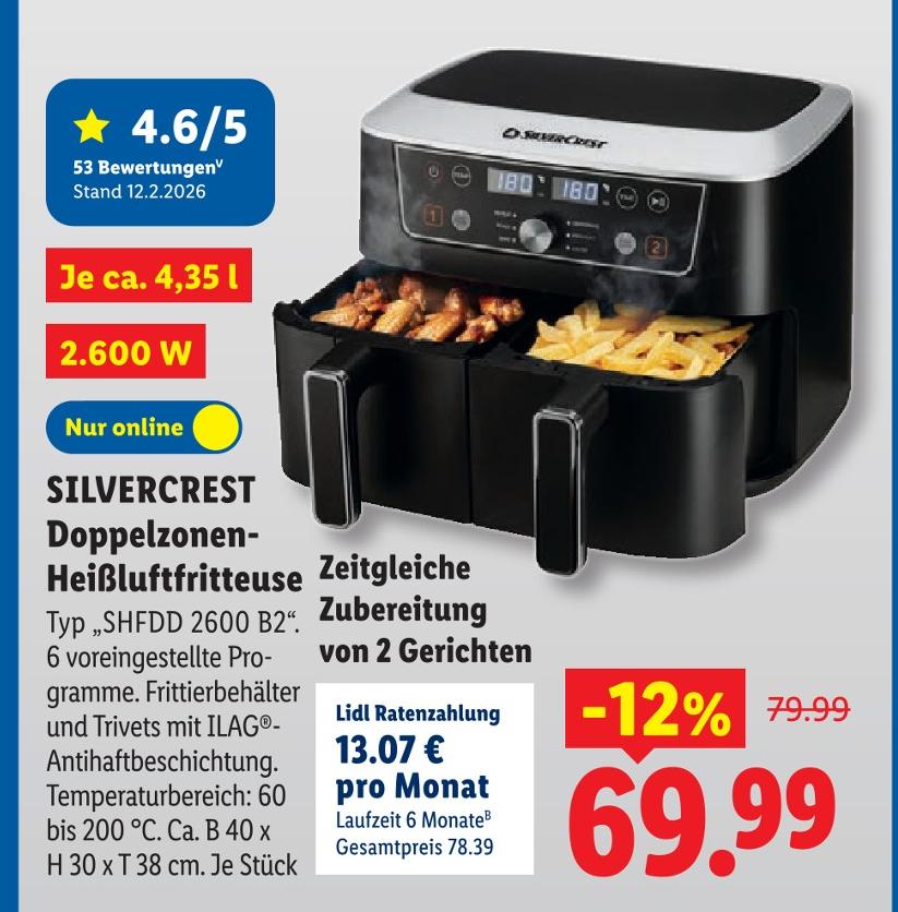 Doppelzonen-Heißluftfritteuse