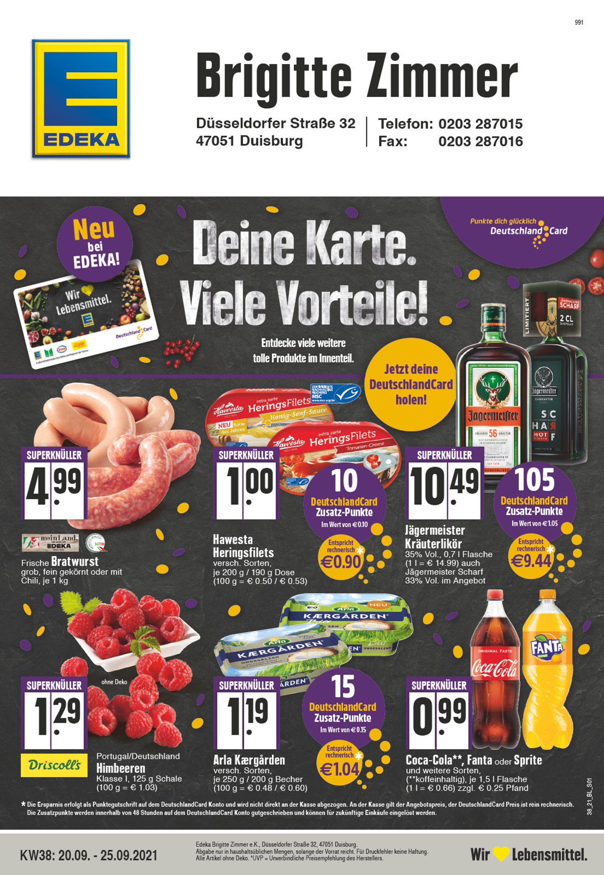 EDEKA Prospekt für Duisburg mit 32 Seiten EDEKA Prospekt für Duisburg: "Aktuelle Angebote", 32 Seiten, 20.09.2021 - 25.09.2021