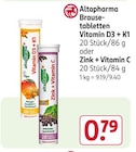 Brausetabletten Vitamin D3 + K1 oder Zink + Vitamin C Angebote von Altapharma bei Rossmann Augsburg für 0,79 €