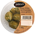 Grüne Oliven mit Frischkäsecreme gefüllt Angebote von Palatum bei REWE Aschaffenburg für 1,69 €