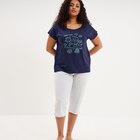 Ensemble pyjama corsaire et t-shirt bleu marine femme grande taille - La Halle à Lambersart Ensemble pyjama corsaire et t-shirt bleu marine femme grande taille en promo chez La Halle Lambersart à 12,99 €