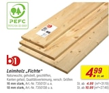 Leimholz Fichte 16 mm stark von b1 im aktuellen toom Baumarkt Prospekt