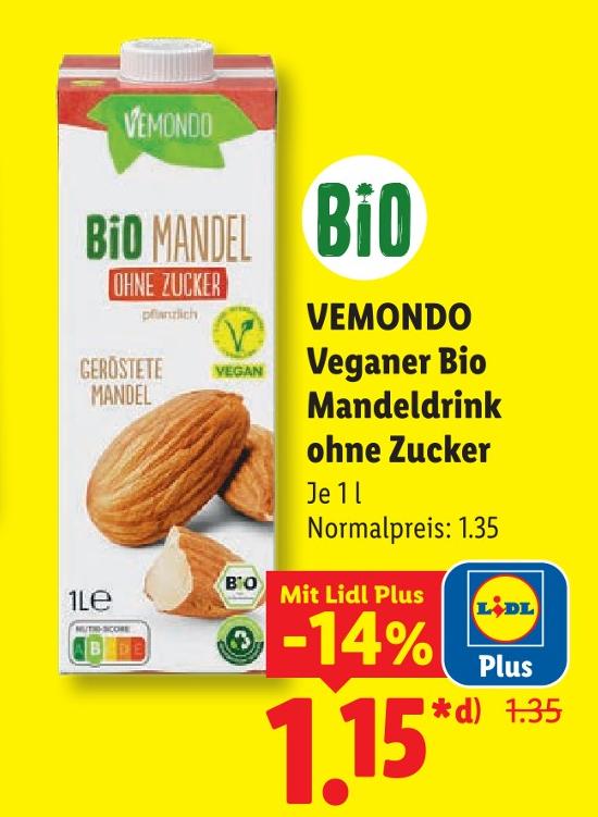 Veganer Bio Mandeldrink ohne Zucker