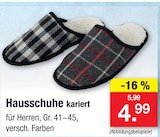 Hausschuhe kariert Angebote bei Zimmermann Bremerhaven für 4,99 €