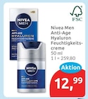 Men Anti-Age Hyaluron Feuchtigkeitscreme von Nivea für 12,99 € bei budni im Angebot Men Anti-Age Hyaluron Feuchtigkeitscreme von Nivea im aktuellen budni Prospekt