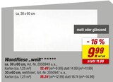 toom Baumarkt Ritterhude - Wandfliese "weiß" Angebot im Prospekt Wandfliese "weiß" bei toom Baumarkt im Ritterhude Prospekt für 9,99 €