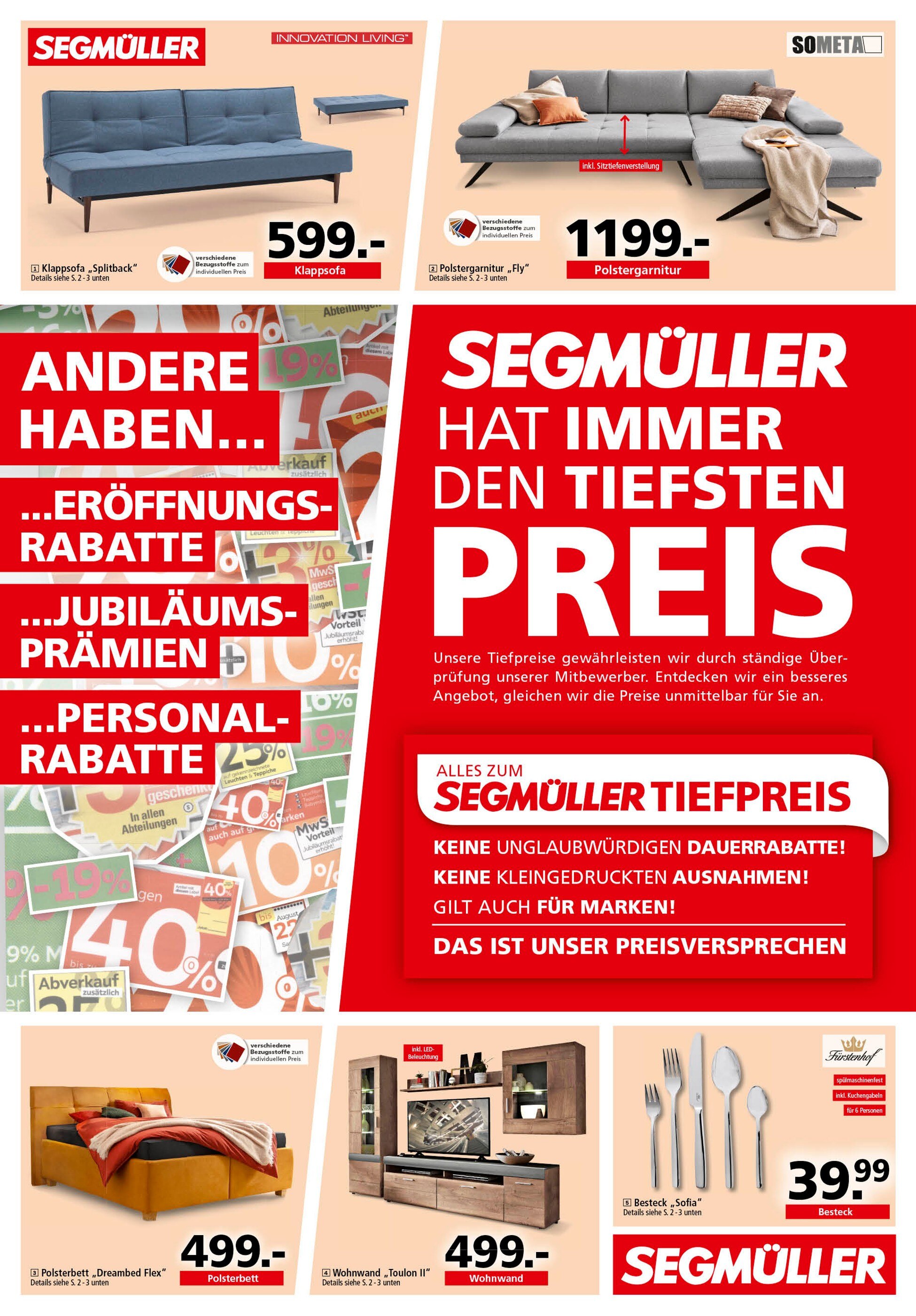 Segmüller Prospekt für Setzingen mit 4 Seiten Segmüller Prospekt für Setzingen: "SEGMÜLLER TIEFPREIS", 4 Seiten, 18.10.2021 - 30.10.2021