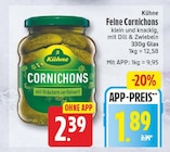 Feine Cornichons von Kühne für 1,89 € bei EDEKA im Angebot Feine Cornichons von Kühne im aktuellen EDEKA Prospekt