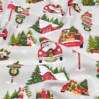 Tissu toile 100% coton imprimé père Noël gris 140 cm en promo chez Décor Discount Tissu toile 100% coton imprimé père Noël gris 140 cm dans le catalogue Décor Discount