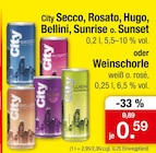 Zimmermann - Secco, Rosato, Hugo, Bellini, Sunrise o. Sunset oder Weinschorle Angebot im Prospekt Secco, Rosato, Hugo, Bellini, Sunrise o. Sunset oder Weinschorle bei Zimmermann im Prospekt "" für 0,59 €