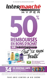 Prospectus Intermarché à Le Teich, "50% REMBOURSÉS EN BONS D'ACHAT SUR tout LE RAYON BEAUTÉ", 84 pages de promos valables du 03/04/2024 au 14/04/2024