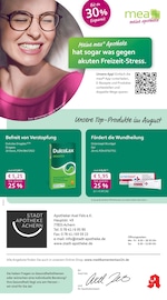 mea - meine apotheke Apotheken Prospekt der aktuellen Woche mit 4 Seiten, gültig von 01.08.2025 bis 31.08.2025, in Achern und Umgebung Aktueller mea - meine apotheke Apotheken Prospekt in Achern und Umgebung, "Unsere August-Angebote" mit 4 Seiten, 01.08.2025 - 31.08.2025