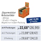 Kräuterlikör Angebote von Jägermeister bei Metro Neumünster für 26,99 €