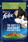 Katzennahrung mit Kaninchen in Gelee von Purina Felix im aktuellen budni Prospekt