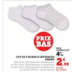 Lot de 3 paires d'invisibles femme - U Colletion en promo chez Super U Saint-Nazaire à 2,90 €