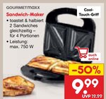 Sandwich-Maker Angebote von GOURMETmaxx bei Netto Marken-Discount Löhne für 9,99 €